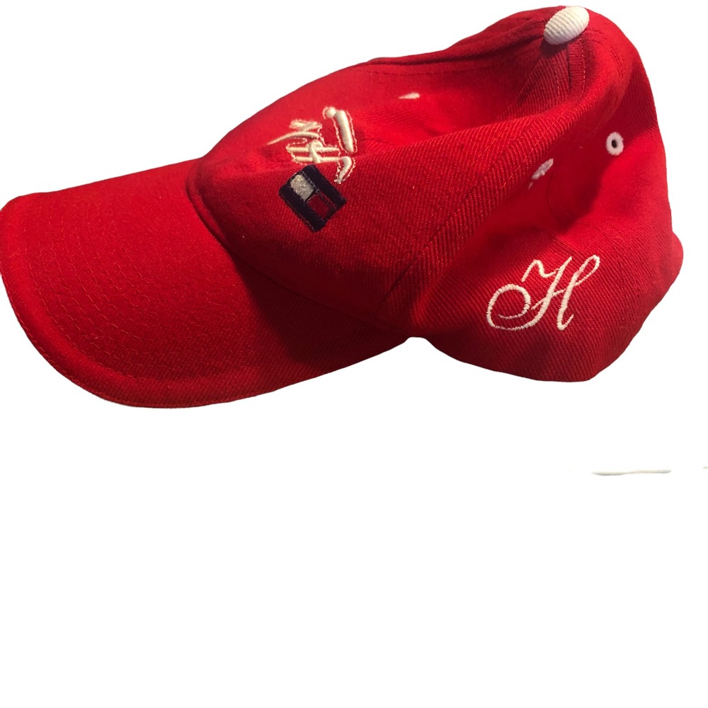 Tommy Hilfiger Cap Wool Blend one size Red white trim hook and loop closure - Picture 4 of 5